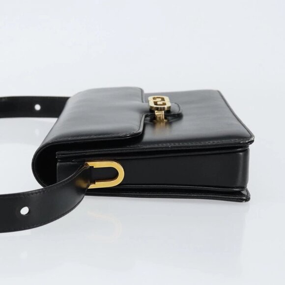 GUCCI Shoulder Bag Leather Black Gold Auth ep11506 - Picture 4 of 16